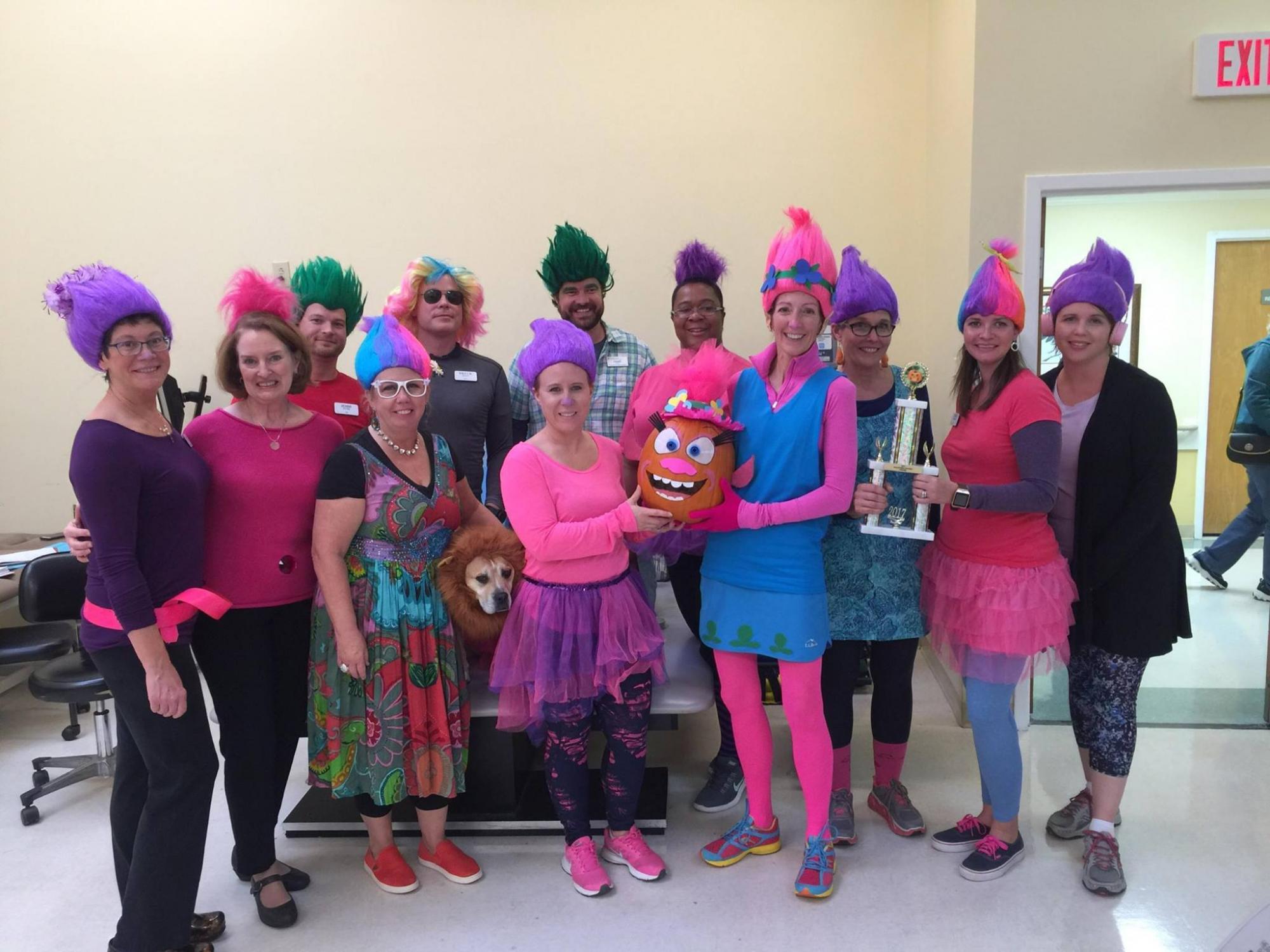 Beaufont team dressed up as Trolls for Halloween 2017